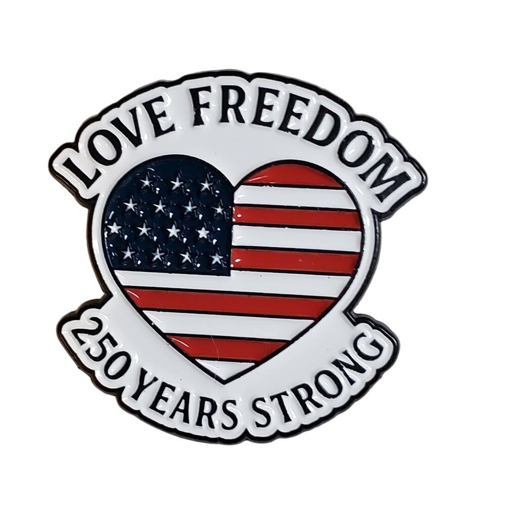 250 Years of America USA Anniversary Pin Love Freedom Enamel Pin - 1.5"